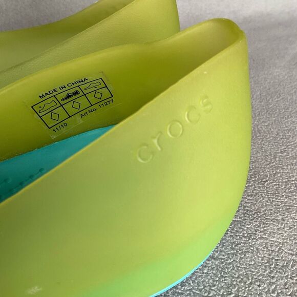 Crocs Womens Carlie Ballet Flats Shoes Green Slip On Peep Toe Flat Heel Jelly 7 - Picture 5 of 9